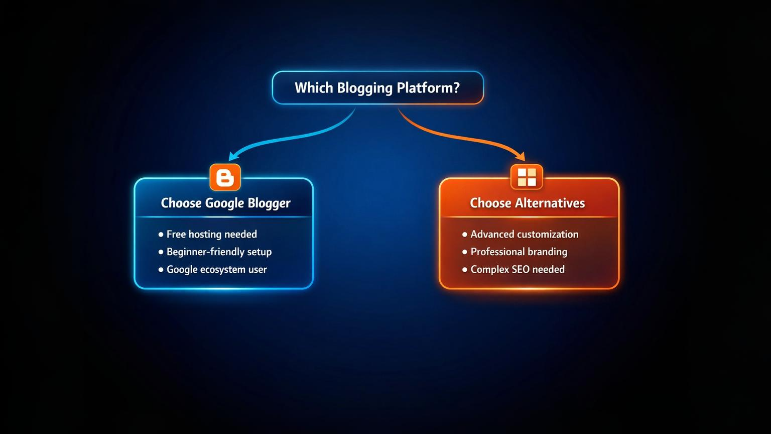 Google Blogger vs Alternatives - Comparison Flowchart
